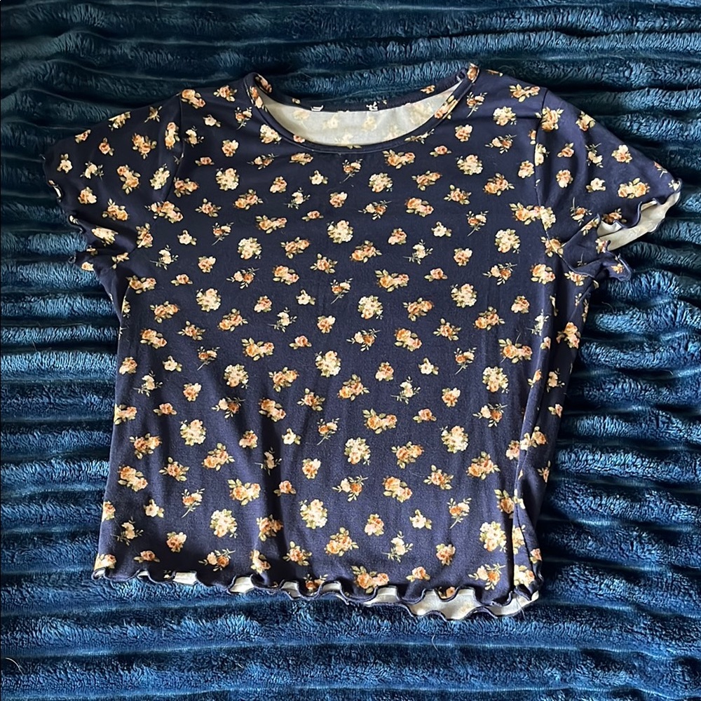 Floral Navy Blue T-Shirt